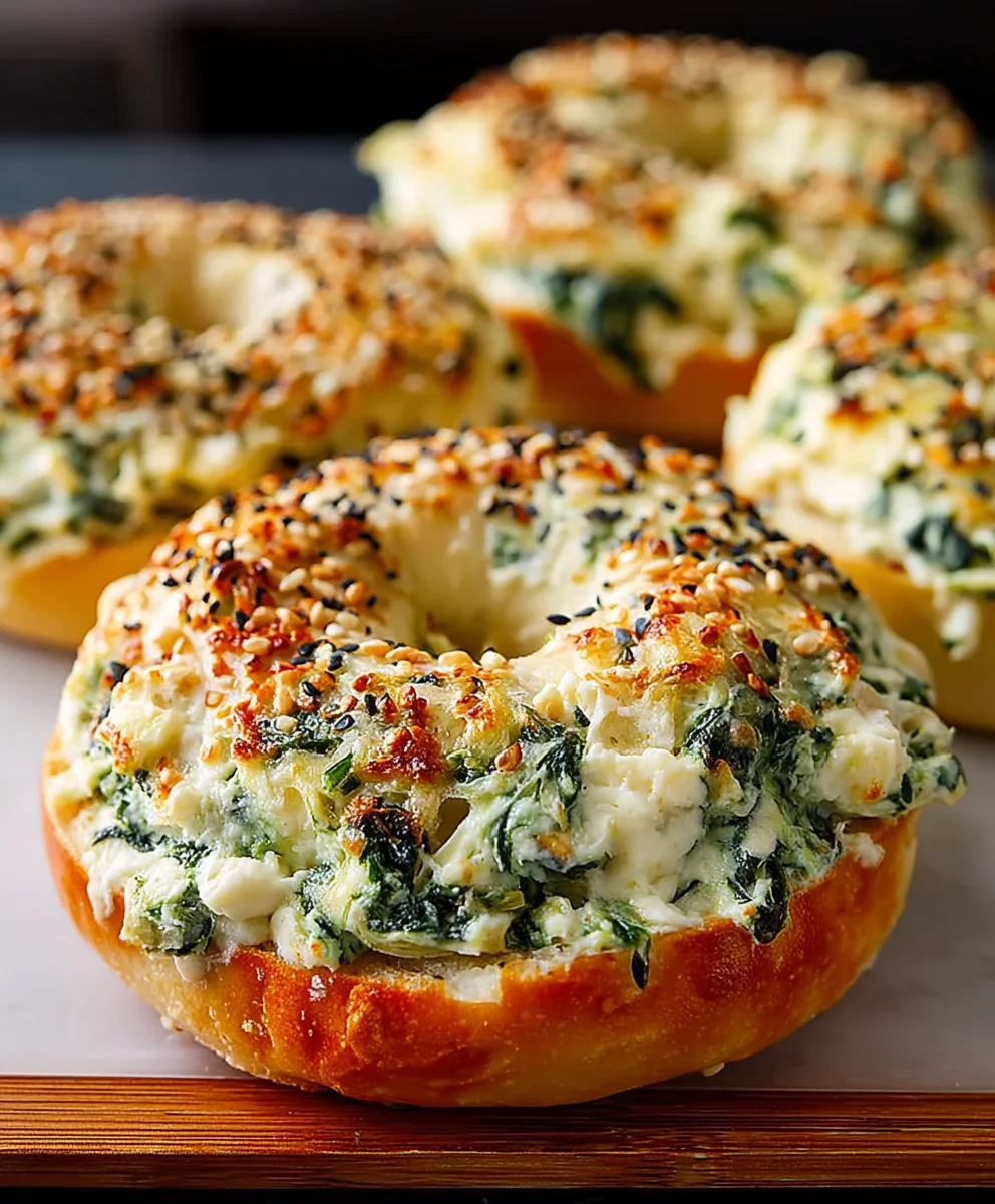 Cheesy Spinach Artichoke Bagels – Delicious Comfort Food