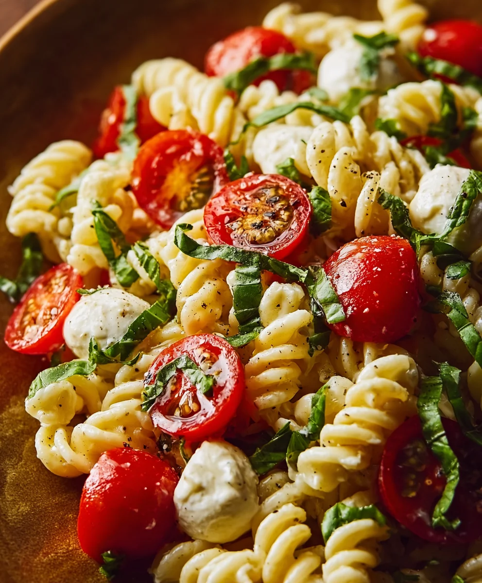 Creamy Caprese Pasta Salad- Easy Summer Meal