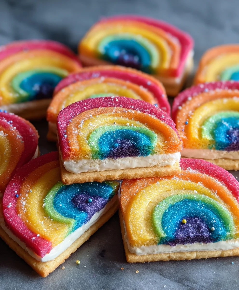 Piped Rainbow Shortbread Cookies - Delicious Butter Cookies