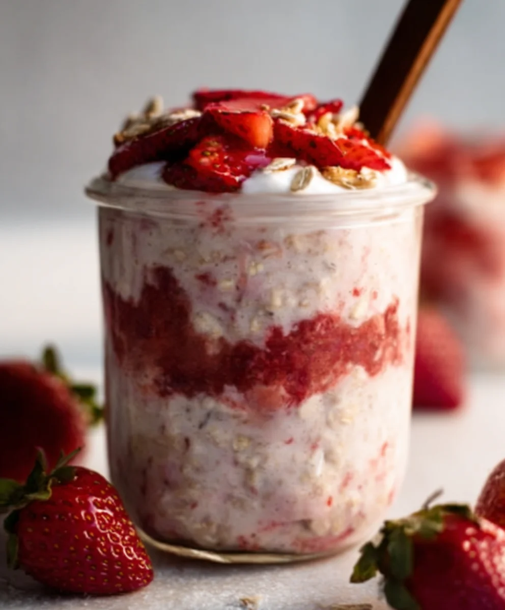 Strawberry Cheesecake Overnight Oats Recipe