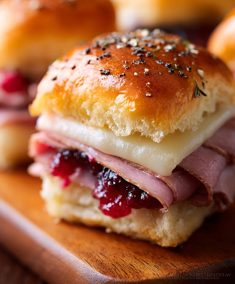 Beef-Beef Ham-Cranberry Sliders Delicious Bites