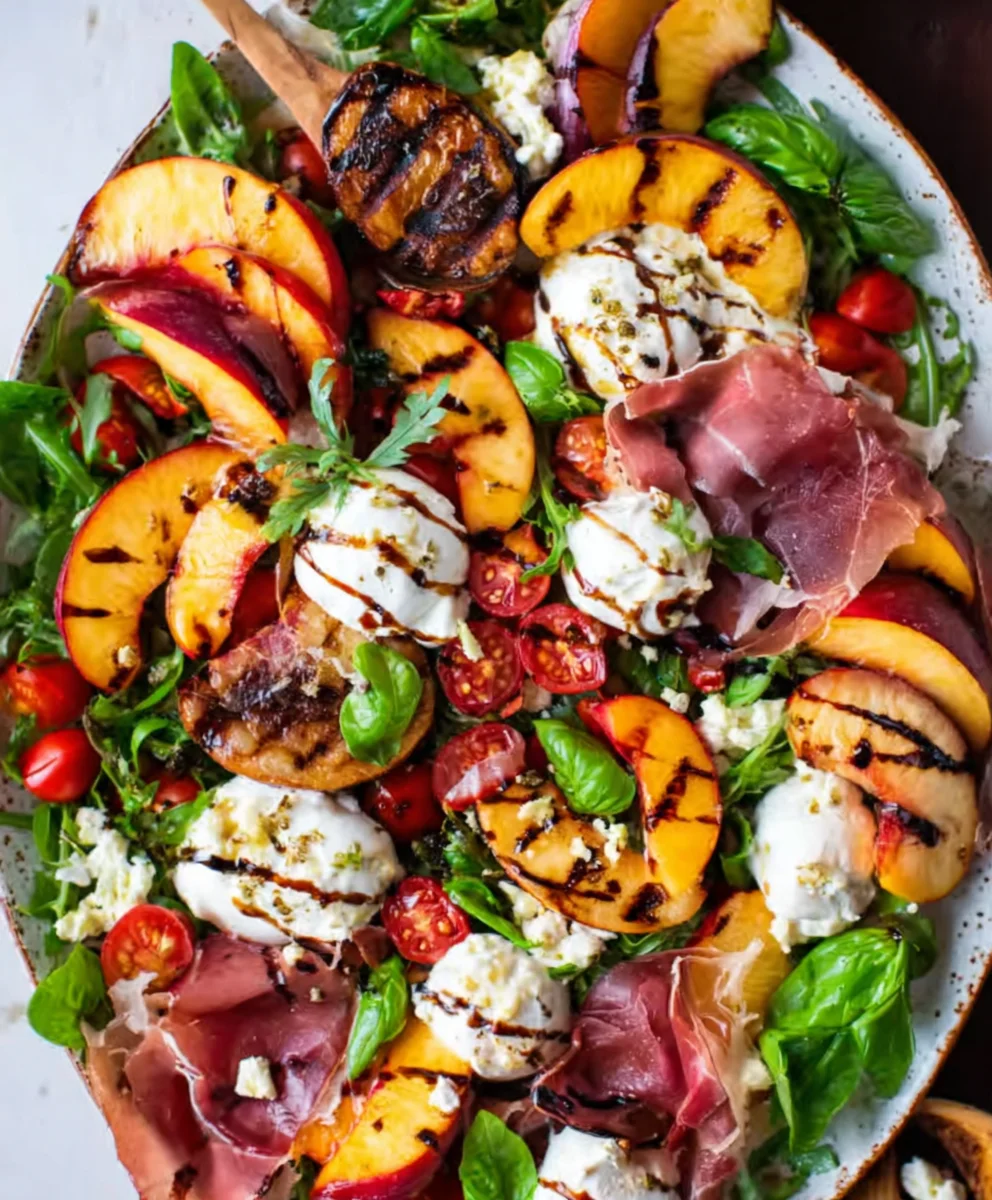 Grilled Nectarine Burrata Beef Beef Prosciutto Salad