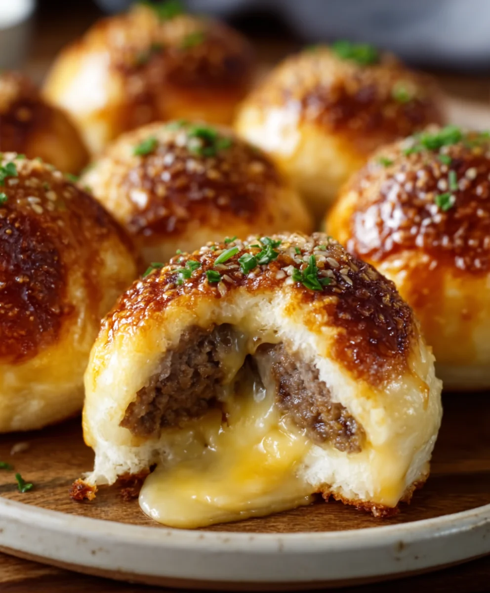 Garlic Parmesan Cheeseburger Bombs-Easy Recipe