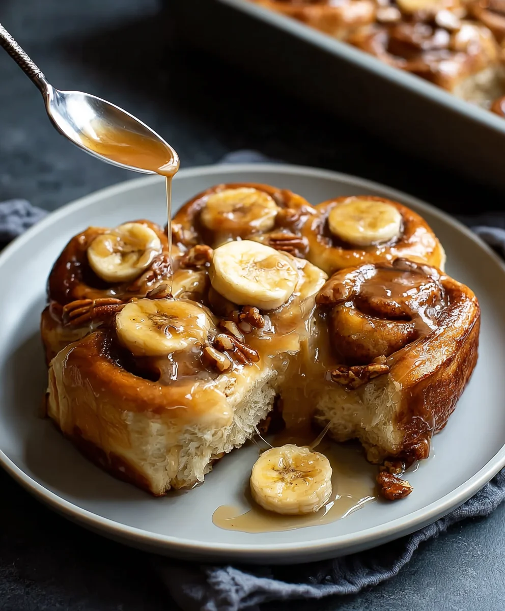 Bananas Foster Cinnamon Rolls - Delicious Dessert Breakfast