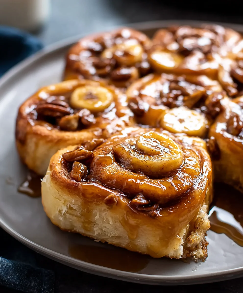 Bananas Foster Cinnamon Rolls - Delicious Dessert Breakfast