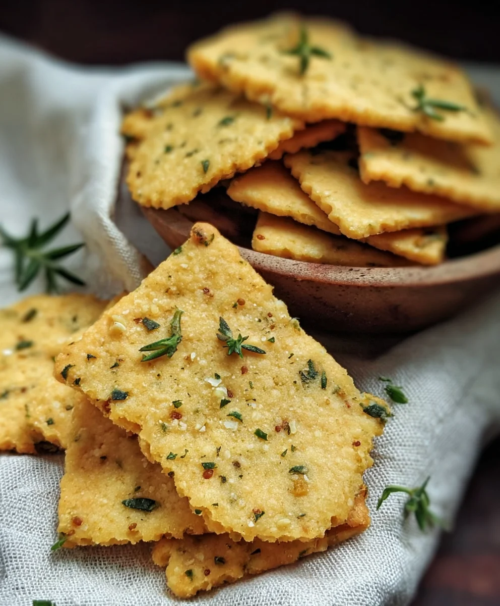 Garlic Herb Chickpea Flour Crackers-Easy Snack