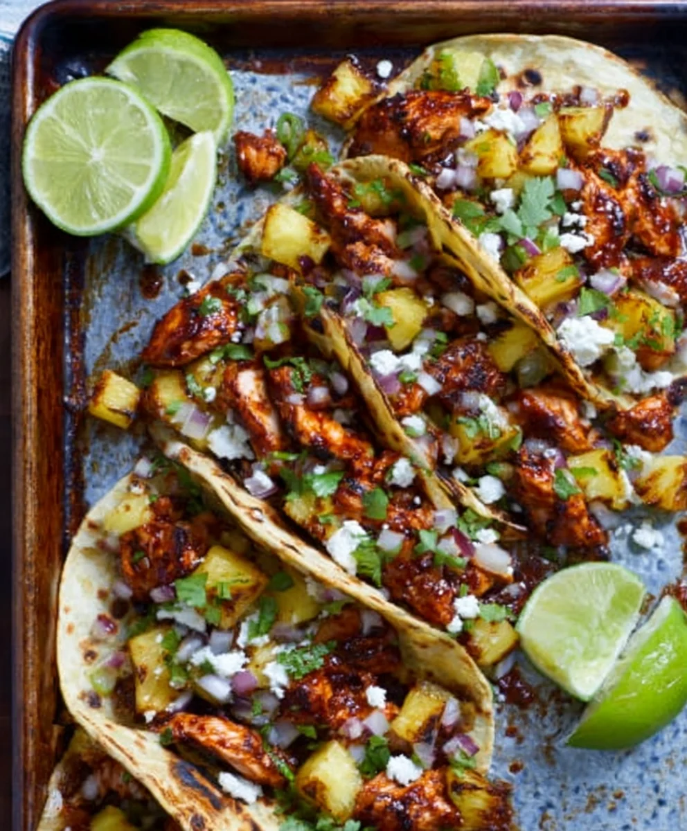 One Pan Chicken Pineapple Tacos Easy Recipe