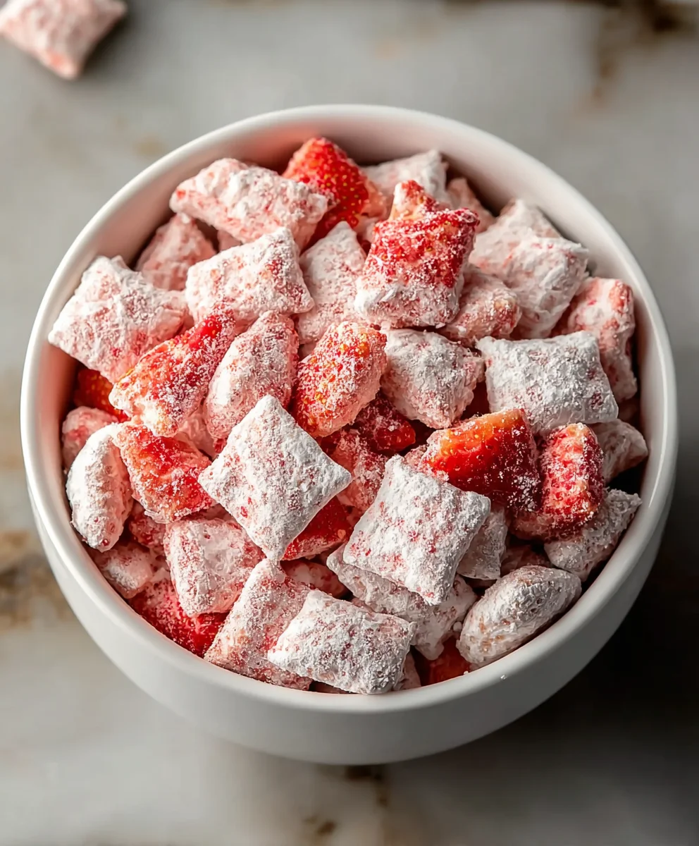 Easy Strawberry Shortcake Puppy Chow Recipe
