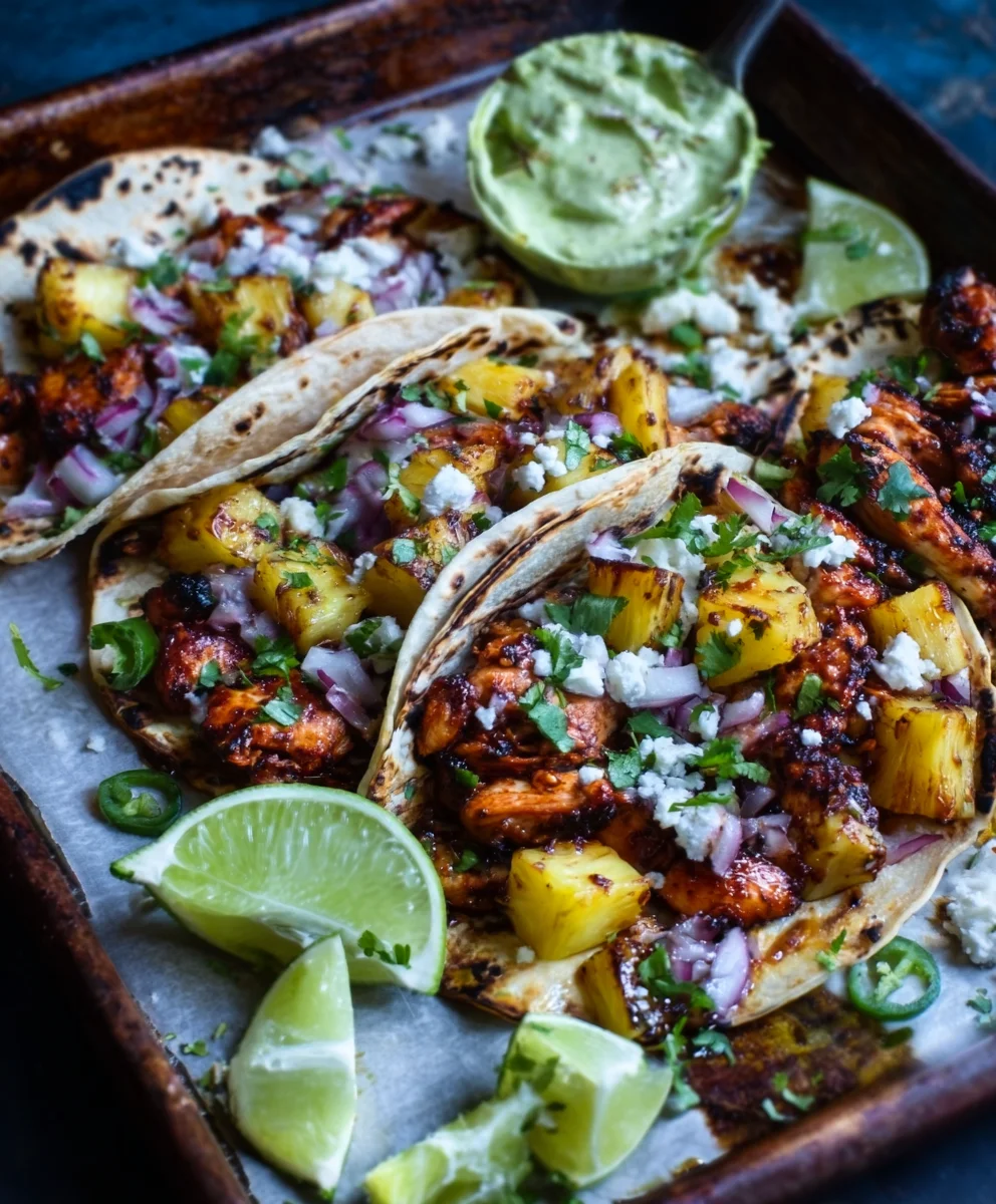 One Pan Chicken Pineapple Tacos Easy Recipe