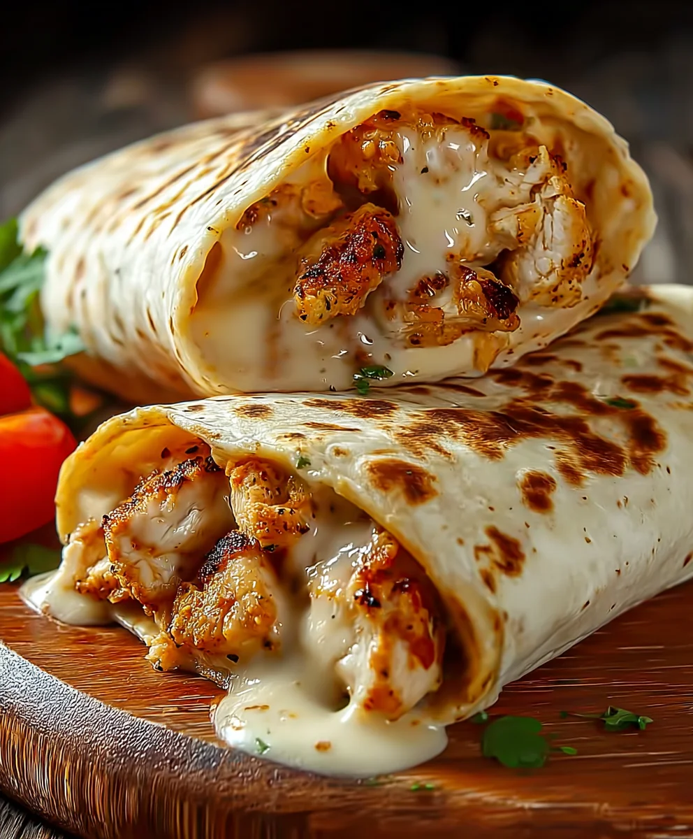 Cheesy Garlic Chicken Wraps - Quick & Delicious Dinner