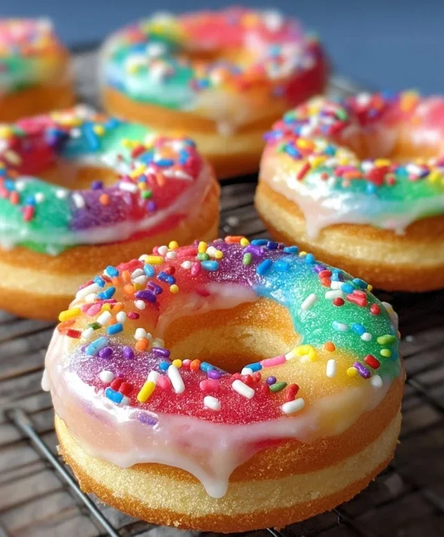 Mini Rainbow Vanilla Bean Donuts