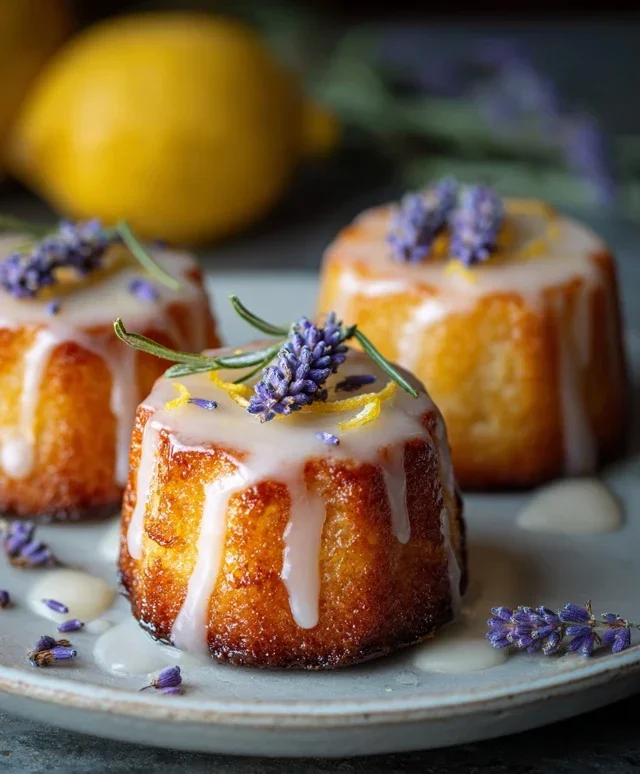 Mini Lemon Cakes With Lavender Glaze