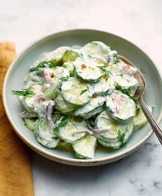 Creamy Cucumber Salad with Greek Yogurt Dressing