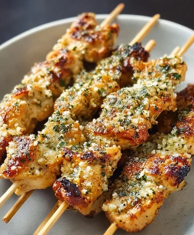 Ranch Garlic Parmesan Chicken Skewers