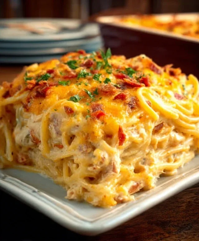 Spicy Southern Cheesy Chicken Spaghetti Casserole