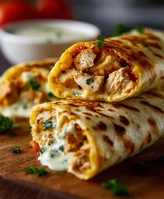 Cheesy Garlic Chicken Wraps