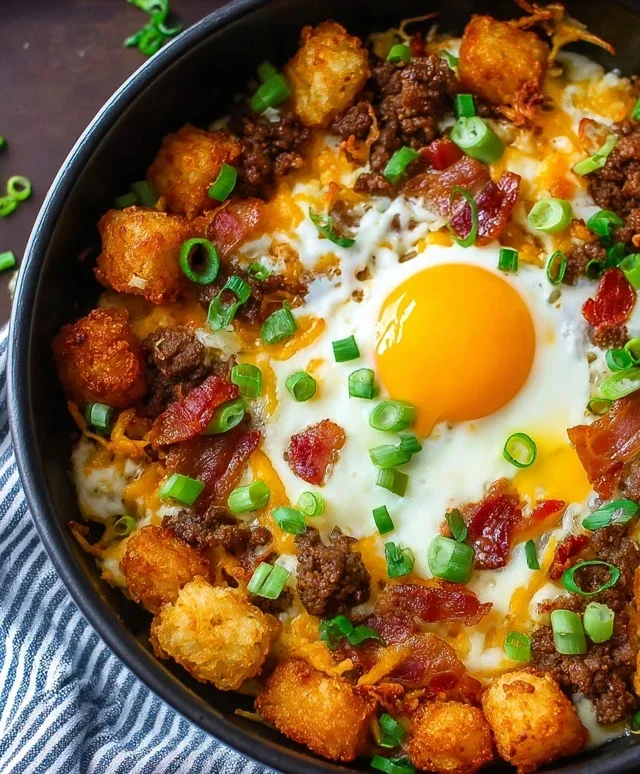 Beef Beef Bacon Egg And Cheese Breakfast Totchos