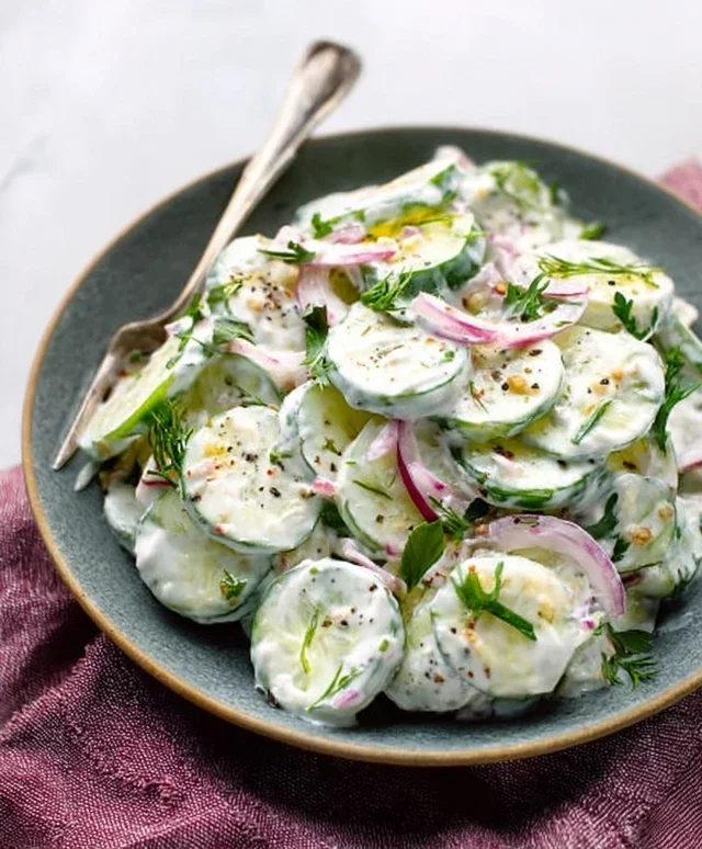 Creamy Cucumber Salad with Greek Yogurt Dressing