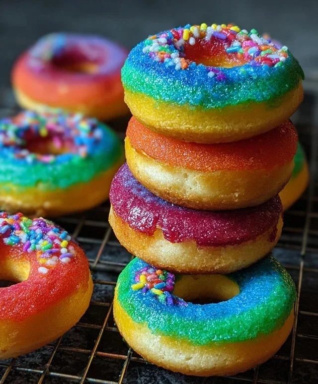 Mini Rainbow Vanilla Bean Donuts