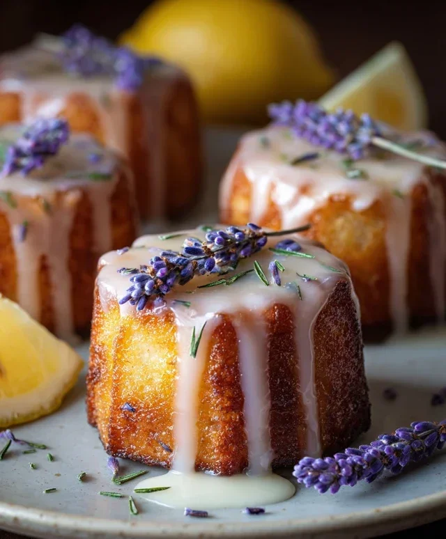 Mini Lemon Cakes With Lavender Glaze