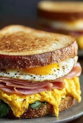 Egg and Beef Beef Ham Breakfast Sandwich