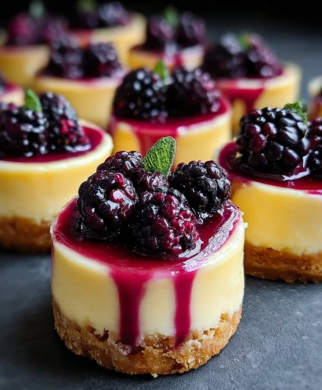 Lemon Raspberry Blackberry Mini Cheesecakes