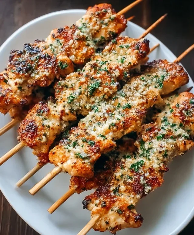 Ranch Garlic Parmesan Chicken Skewers