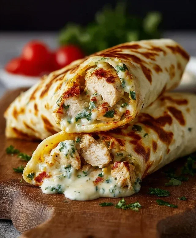 Cheesy Garlic Chicken Wraps