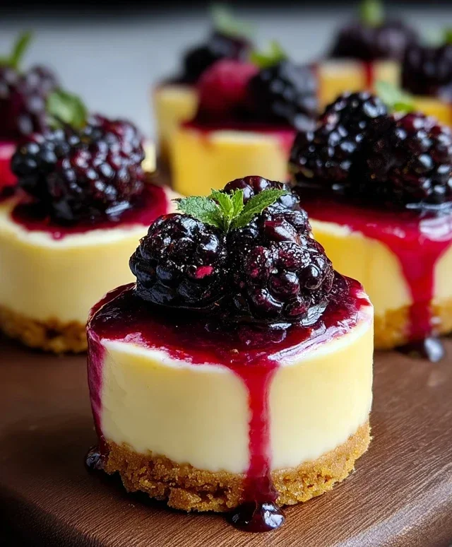 Lemon Raspberry Blackberry Mini Cheesecakes