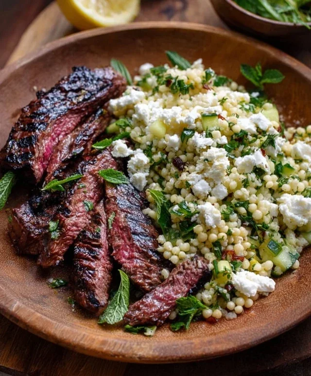 Grilled Skirt Steak with Lemon Herb Couscous Salad