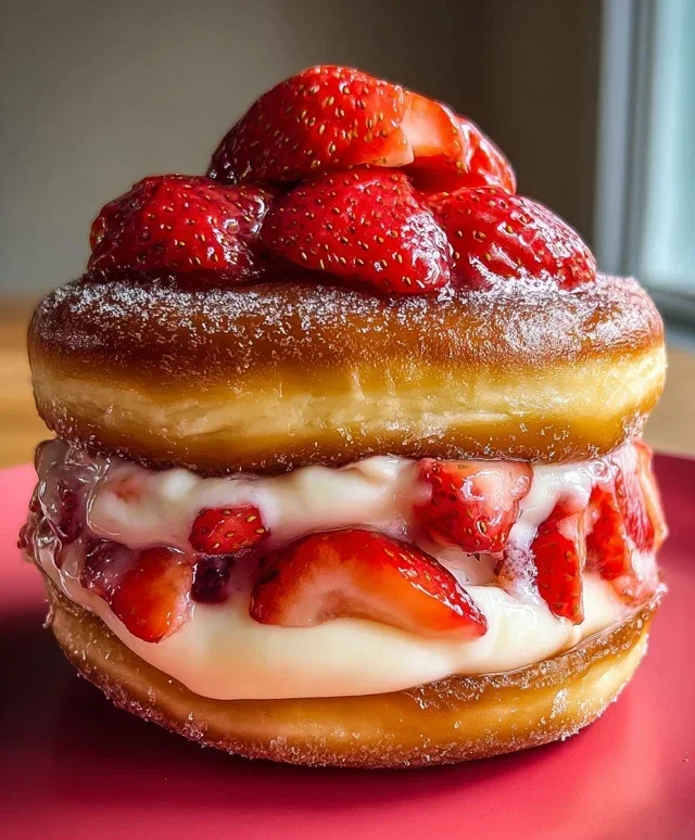 Strawberry Cheesecake Doughnut Burger