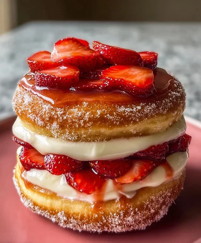 Strawberry Cheesecake Doughnut Burger
